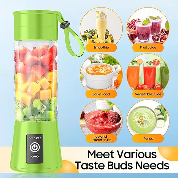 Mini Portable Juicer Blender – USB Rechargeable 6-Blade Smoothie & Protein Shake Maker for Travel & Gym