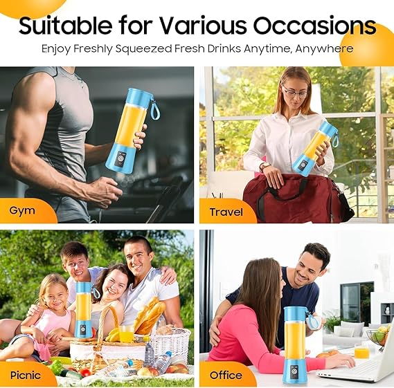 Mini Portable Juicer Blender – USB Rechargeable 6-Blade Smoothie & Protein Shake Maker for Travel & Gym