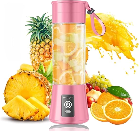Mini Portable Juicer Blender – USB Rechargeable 6-Blade Smoothie & Protein Shake Maker for Travel & Gym