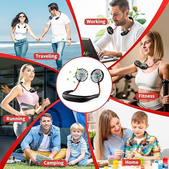 Portable USB Rechargeable Neck Fan – 360° Adjustable Hands-Free Cooling